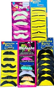 Novelty Fake Mexican Moustache Fancy Dress Costume Party Self Adhesive Pack of 6 - Picture 1 of 41