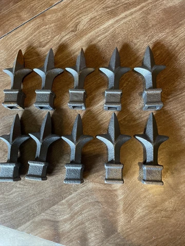 10 Vintage Cast Wrought Iron Gate Fence Post Top Topper Lafleur Spike Finials Cover