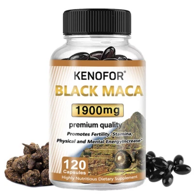 KENOFOR Maca Kapseln - 30/60/120Stk - schwarz Maca - Frauen & Männer - Fitness - Vegan