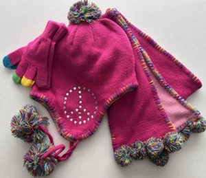 Mütze  Handschuh Schal SET USA 4-16 Jahre pink rosa Mädchenmütze Wintermütze - Bild 1 von 9