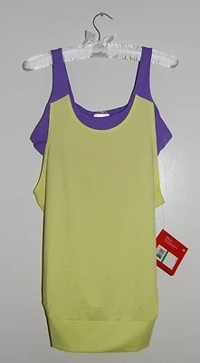 NWT FILA Women's Yellow and Purple Double Scoop Two-For Workout Tank sz L - Image 1 of 4