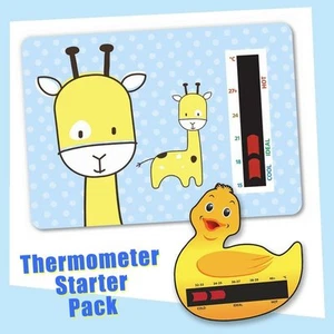 Baby Duck Bath & Blue Giraffe Nursery Room Thermometer Starter Pack - Picture 1 of 1