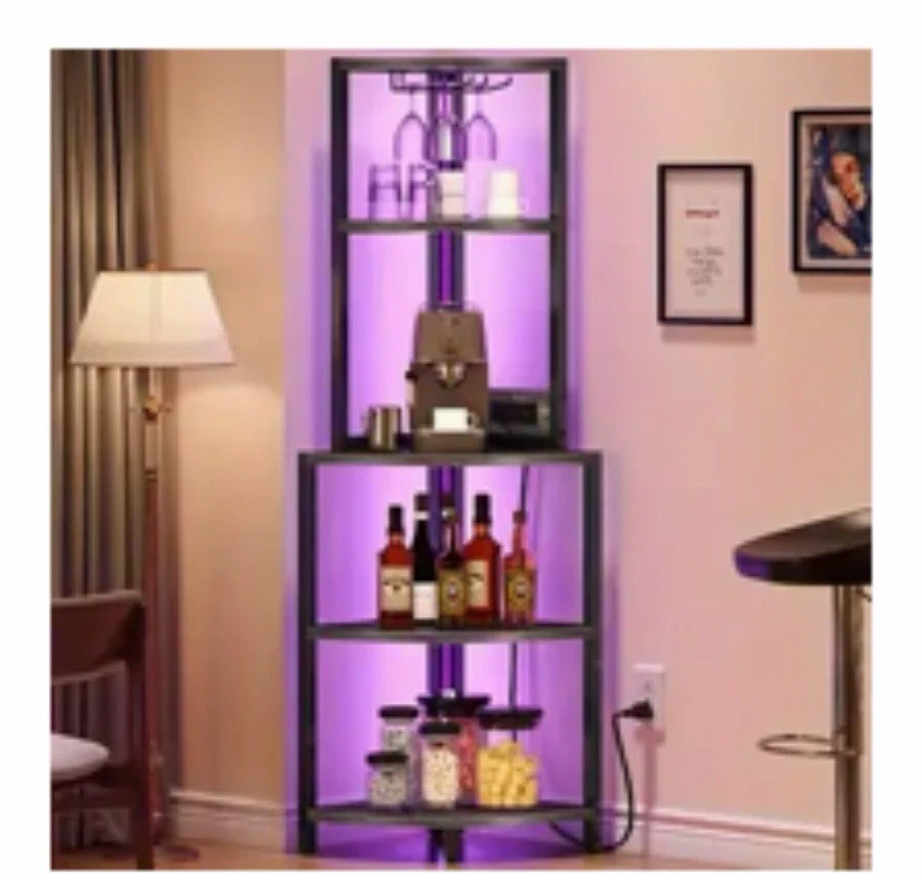 Homiflex Estantería Esquina 4 Niveles con Luces LED Gris Carbón Foto 1 de 1