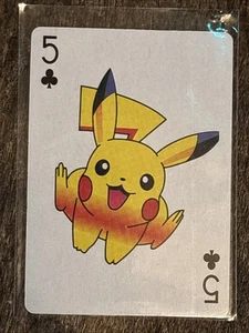 Pikachu Pokemon Playing Card Poker 5 Of Clubs Nintendo PAL City Yellow Back Mint - Picture 1 of 2