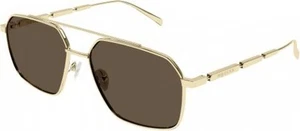 NEW Alexander McQueen AM 0477S Sunglasses 002 GOLD 100% AUTHENTIC - Picture 1 of 1