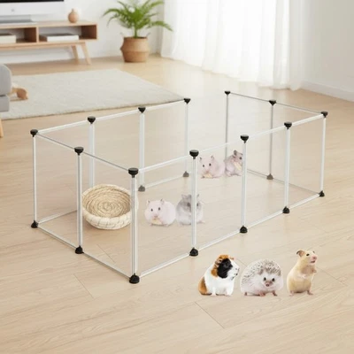 Versátil parque infantil transparente para mascotas - 12 paneles para uso en interiores y exteriores, 48"x24" Foto 1 de 4