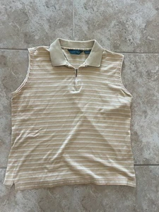 Astra Classic Polo Golf Tank Women’s Medium Cream With Yellow And White Stripes - Picture 1 of 5