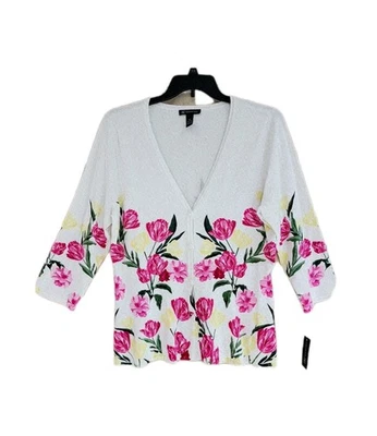Inc International Concept Multi Floral Print 3/4 Sleeve Button Cardigan Plus XXL - Image 1 of 4