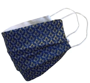 Blue Face Mask with Square and Compass Symbols Masonic Mason Regalia - Picture 1 of 2