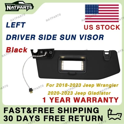 Left Sun Visor W/ Light for18-23 JeepWrangler 20-23 JeepGladiator 6BR80TX7AQ - Image 1 of 4