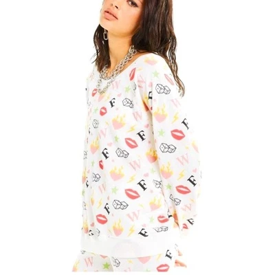 Wildfox | Charmed Sommers White Print Sweatshirt Lips Dice Stars | Size XL - Image 1 of 4