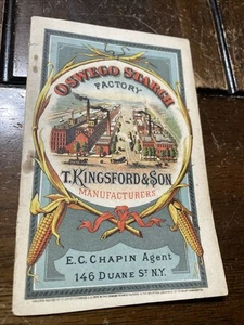 1876 OSWEGO STARCH FACTORY BOOKLET. T. Kingsford & Son Oswego New York - Imagen 1 de 6