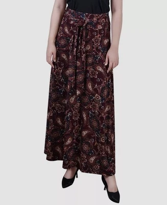 NY Collection Women's Red Sash Waist Tie Printed Maxi Skirt Petite Size: PL - Image 1 of 2