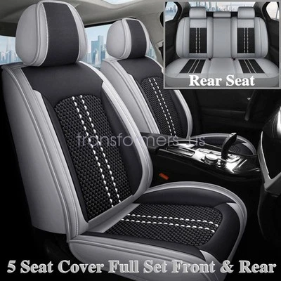 For Nissan Car Seat Cover 5 Seat Covers Front + Rear Faux Leather Protector Gray - Image 1 of 4