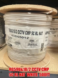 RG59U&18/2 CCTV CMP 5C RL NAT WHITE 500FT 53555012 - Picture 1 of 3
