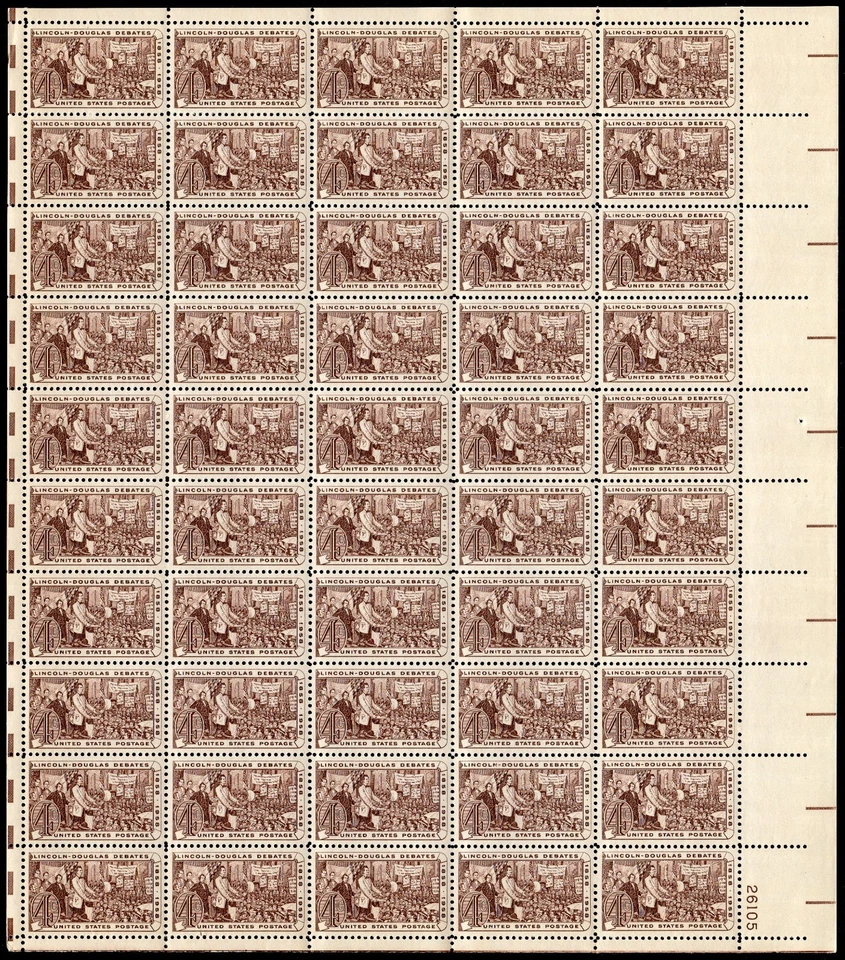 Scott #1115 Lincoln-Douglas Debate Sheet of 50 Stamps - MNH P#26105 LR - Image 1 of 1