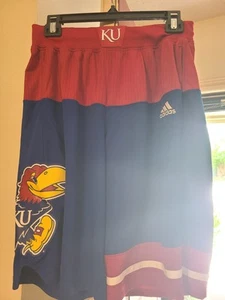 Never Worn Men's Adidas Kansas Team Basketball Shorts, Size M, Blue/Red - Picture 1 of 4