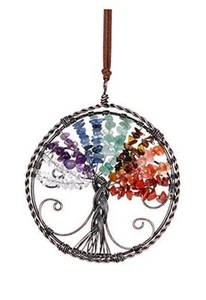Natural 7 Chakra Healing Crystals Life Tree Hanging Ornament Reiki Gemstone - Picture 1 of 7
