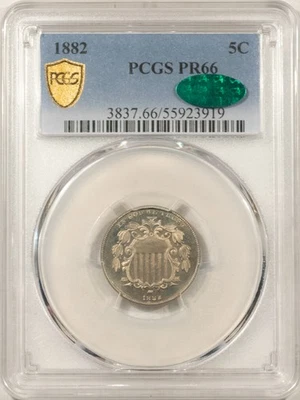 1882 PROOF SHIELD NICKEL - PCGS PR-66, PR-67 QUALITY, SUPERB & PQ! CAC APPROVED! - Image 1 of 3