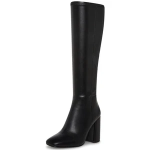 SOVANYOU Women's Black Knee High Chunky Heel Leather Tall Boots Open Box - Picture 1 of 1