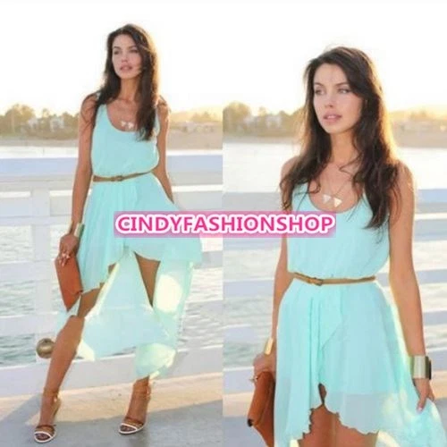 Womens Sleeveless Chiffon Summer Beach Hem Sundress Maxi Long Casual Dress USA - Image 1 of 1