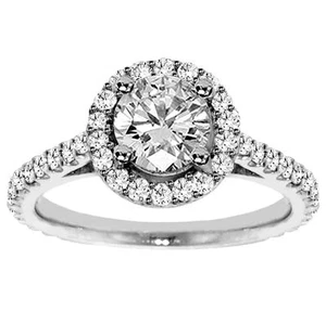 1.90 CT TW Round Cut Diamond Halo Engagement Ring in 14k White Gold (G-H SI) New - Picture 1 of 6