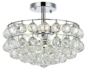 Crystal Chandelier Flush Mount Light Chrome Kitchen Living Dining Room Bedroom - Picture 1 of 9