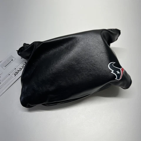 NFL Texans Logo X-Large Women's Black Foldable Slip On Flats Shoes w Clutch Bag Cover