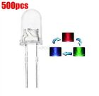 500Pcs Led Rgb Rainbow Slow Flash 2-Pins F5 5Mm Super Bright Bulb Lamp aq
