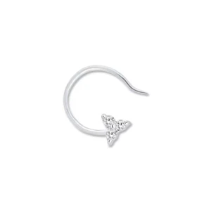 Natural Diamond Women's Nose Pin 0.03Cttw Round Cut Diamond 10K White Gold - Imagen 1 de 2
