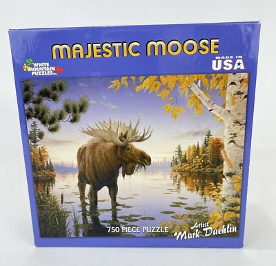White Mountain Majestic Moose Puzzles 750 Piece By Mark Daehlin #283W New Sealed - Image 1 of 4