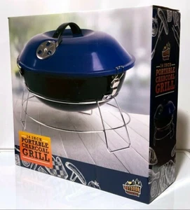 Portable Charcoal Grill 14 Inch Outdoor Adventure Blue Camping Tailgating Picnic - Picture 1 of 8