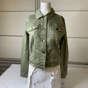 KUT FROM THE KLOTH Julia Crop Trucker Jacket Women's Size M Celery - Picture 1 of 7