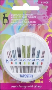 Colour eye sewing Tapestry needles compact by Pony sizes 22 to 28 - Picture 1 of 2