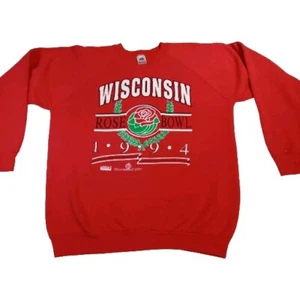 Vintage 1994 Wisconsin Rose Bowl Sweater Size XL Red Tournament Of Roses - Picture 1 of 11