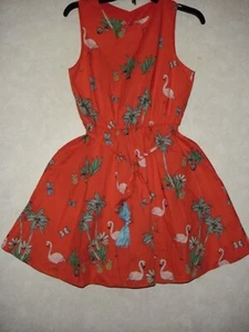 Bailey Blue Dress Women M Coral Flamingo Palm A-Line Cut Out Back Sleeveless - Picture 1 of 12