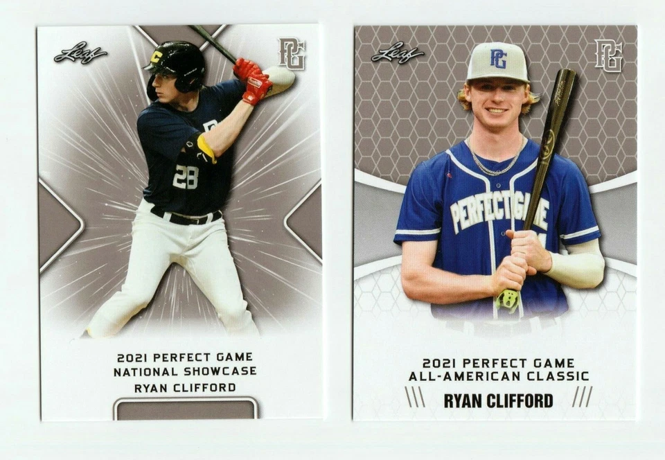 (2) RYAN CLIFFORD 2021 LEAF PERFECT GAME 1ST EVER PRINTED ROOKIE CARD LOT! MINT - Image 1 of 1
