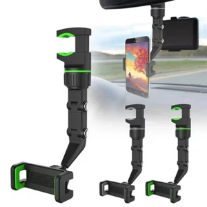360 Universal Mobile Phone Car Holder Rearview Mirror Adjustable Stable Bracket - Picture 1 of 18