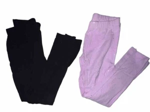 LOT OF 2 - Jumping Beans Girls Tough Cotton Leggings Black & Purple Sparkle Sz 6 - Picture 1 of 11