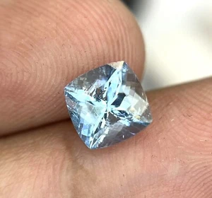 Natürlicher Aquamarin Stein, Kissenschliff, 1,45 Crt 7x7x5 mm, echter Aquamarin - Bild 1 von 4