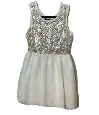 Niñas 14 Niños Lugar Brillante Dorado Brillante Fiesta Retrato Vestido Lentejuelas TCP BR1 Foto 1 de 4