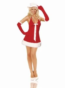 Santa's Honey Elf Velvet Dress Hat Holiday Christmas Costume Red White L/ XL - Picture 1 of 2
