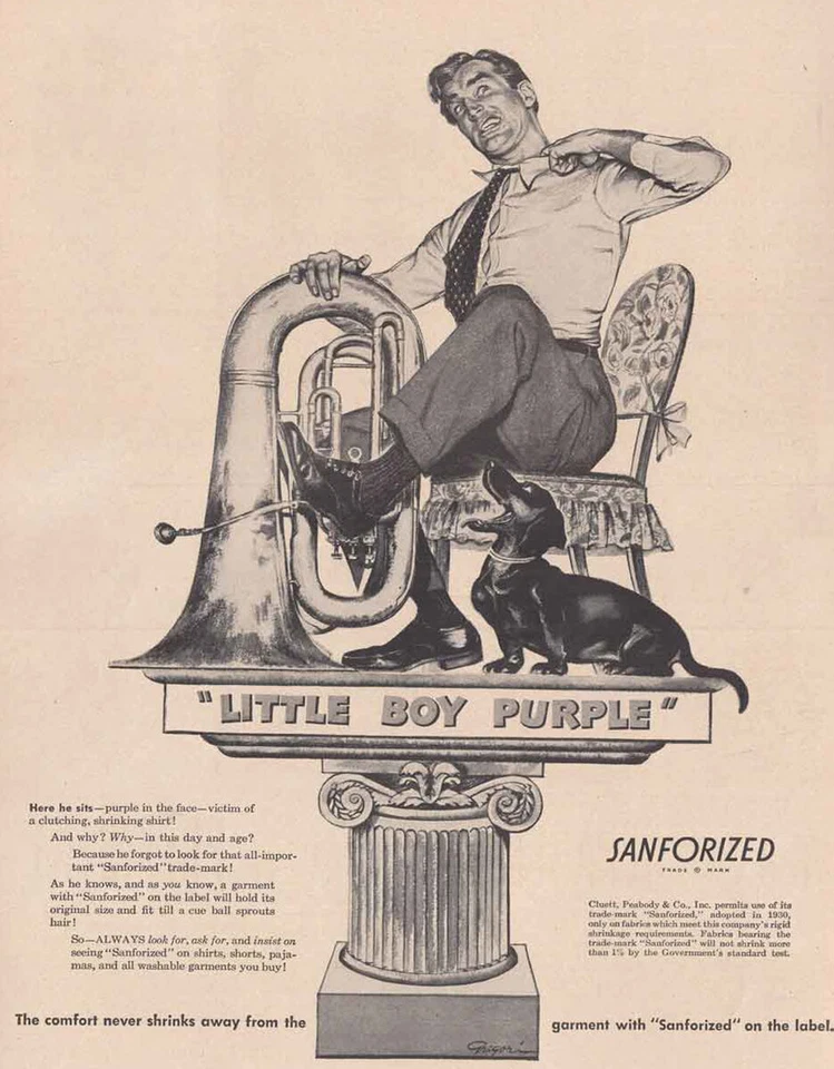Cluett, Peabody & Co 1948: anuncio impreso vintage púrpura Little Boy Foto 1 de 1
