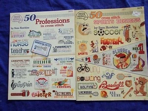 2VINTAGE1990 AMERICAN NEEDLEWORK"50 SPORTS/50 PROFESSIONS "CROSS STITCH PATTERNS - Picture 1 of 3