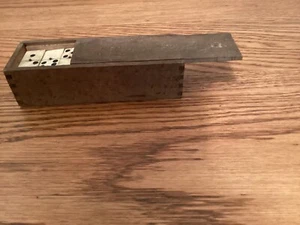 Antique Civil War Era Pinned Bone & Ebony Dominoes w/Wood Box Complete Set of 28 - Picture 1 of 10