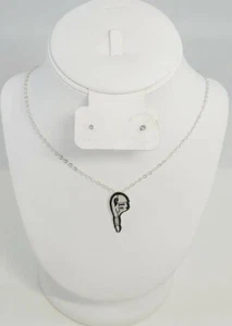 HOPI STERLING SILVER OVERLAY LONG HAIR MAIDEN DESIGN PENDANT WITH 18" CHAIN  - Picture 1 of 5