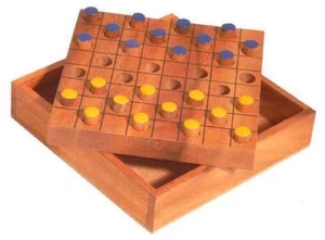 Dame-Spiel eckig aus Holz 14,5 cm, mit innenliegendem Fach - Holz-Damespiel - Bild 1 von 1