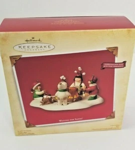 Candelabro Hallmark Keepsake 2003 Waiting For Santa 4 adornos con caja - Imagen 1 de 7