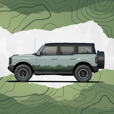 Calcomanía envolvente topográfica Mountain - Compatible con Ford Bronco - Juego de 2 kit de envoltura Foto 1 de 3