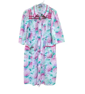 Coffee Coats Styled by Saybury Womens Sz M  Multicolor Midi Housecoat Robe Vtg - Image 1 of 4